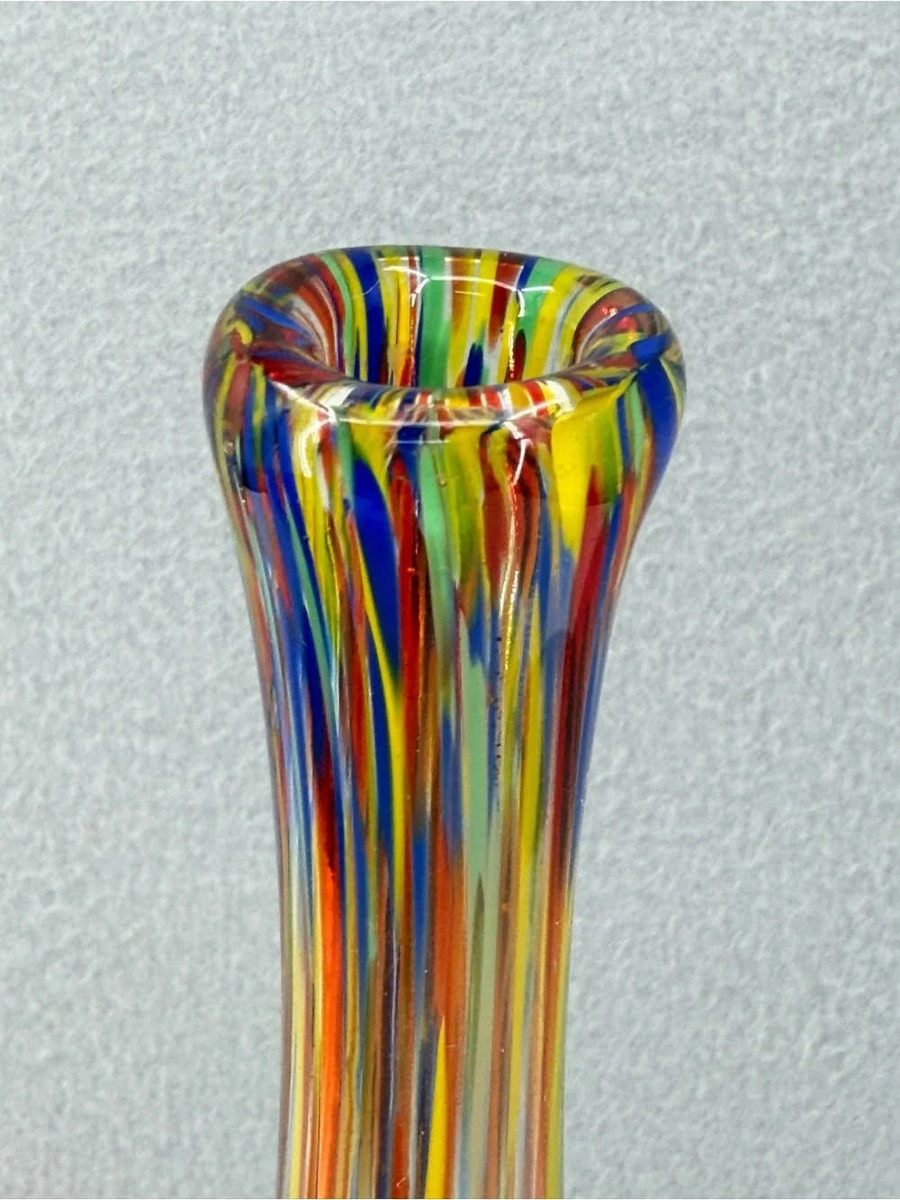 Pier 1 MultiColored Rainbow Confetti Stretch Art Glass Vase Handblown Unique 14